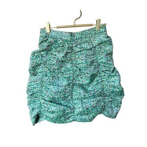 Jourden Ruched Floral Metallic Mini Skirt Green Size 38 FR Barneys New York